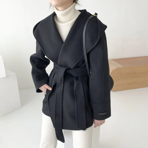 Autumn Winter OL Elegant Women Faux Wool Coats