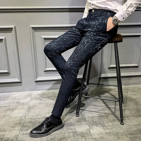 Classic Jacquard Suit Pants  2022 Spring Men Social Trousers Slim Business Casual Formal Pants Office Pants Suit Trousers Men