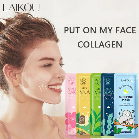 LAIKOU Sakura Seaweed Centella Snail Collagen Sleeping Mask