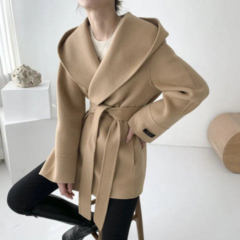 Autumn Winter OL Elegant Women Faux Wool Coats