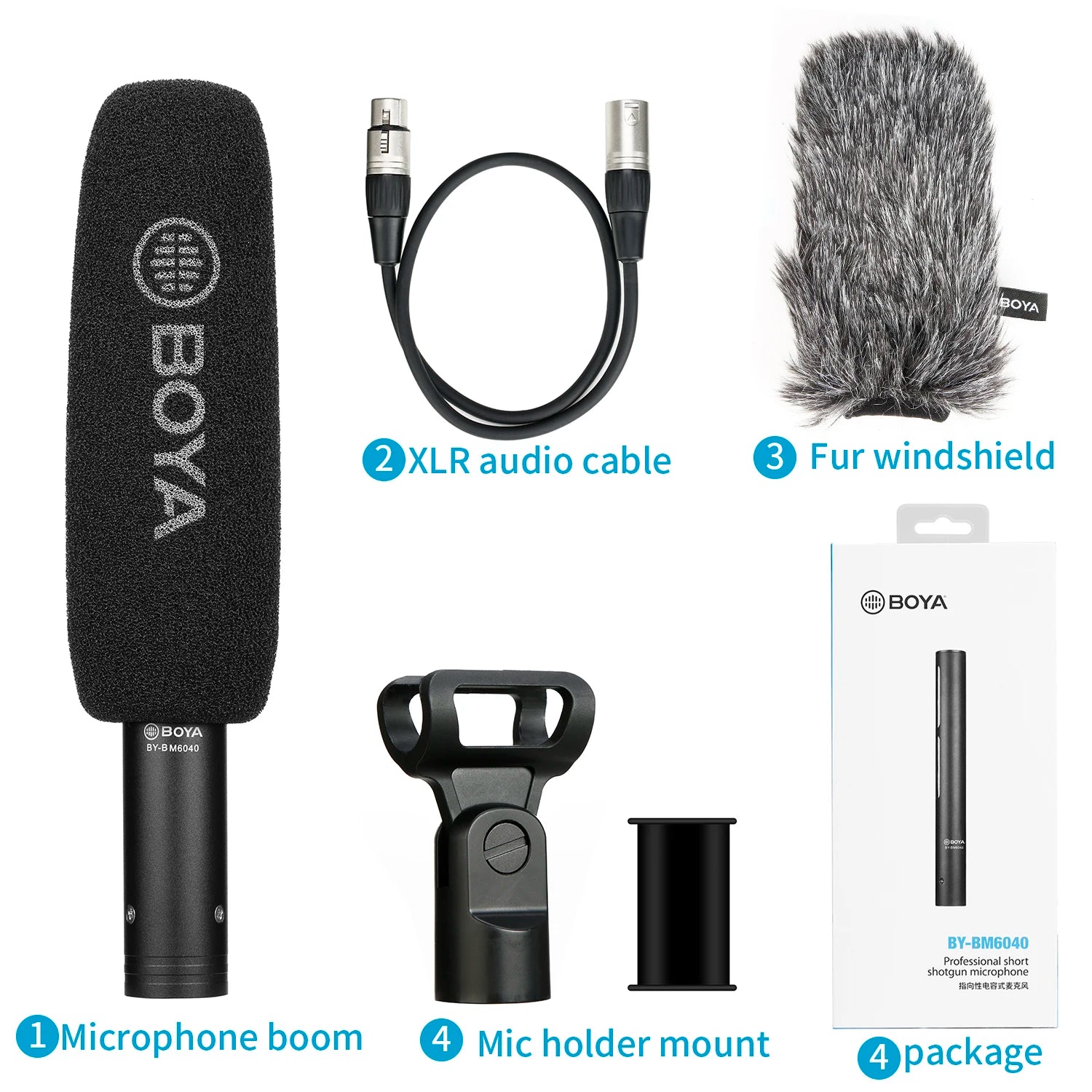 BY-BM6040 Professional Condenser Cardioid Mini Shotgun Microphone with 12-48 Phantom Power for Video Camera Recording Interview