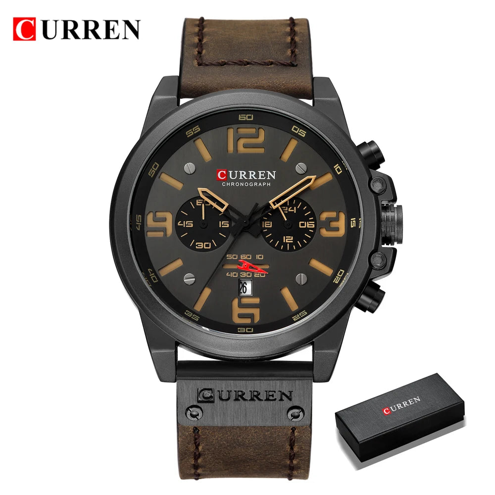 Chronograph Quartz Military Genuine Leather watch