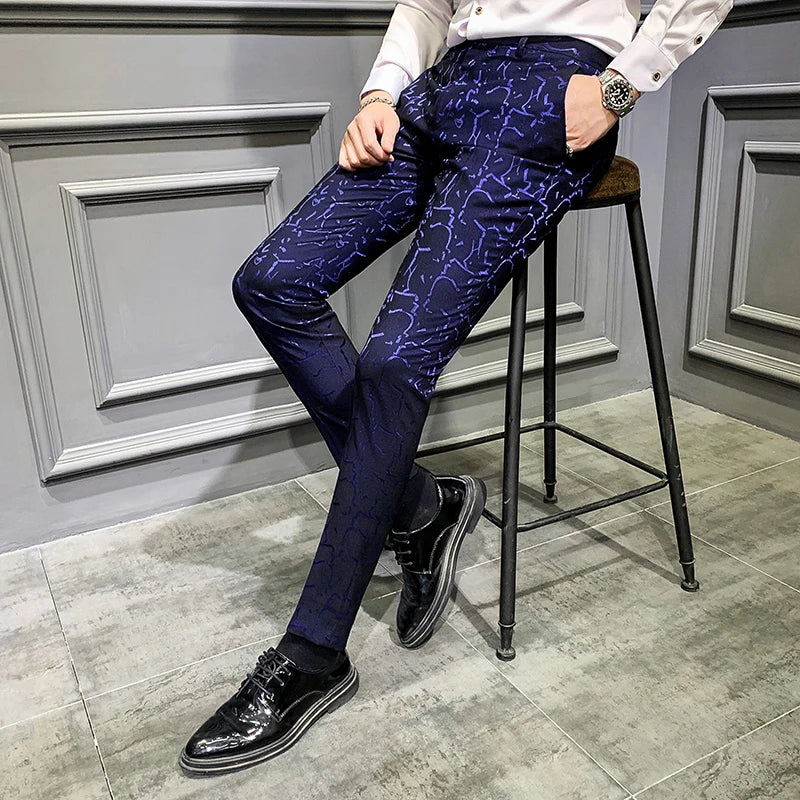 Classic Jacquard Suit Pants  2022 Spring Men Social Trousers Slim Business Casual Formal Pants Office Pants Suit Trousers Men