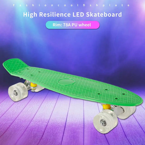 Skateboard LED 22inch Fish Board Children Scooter PP Longboard Penny Board Complete Printed Banana Skate Board