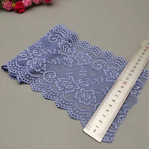 New 1Yard Flower Pattern 15CM Wide Elastic Lace Fabric Ribbon Lace Trim Ribbon Diy Craft Fabric Width African Fabrics Stretch