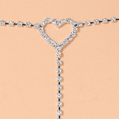 Stonefans Bohemian Crystal Heart Leg Chain Sexy Thigh Jewelry for Women Waist Belly Body Jewelry Rhinestone Leg Garter Chain