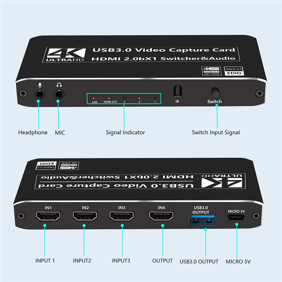 USB Video Capture Card Dongle Game Streaming