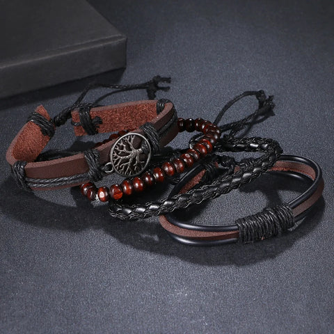 Braided Wrap Leather Bracelets for Men