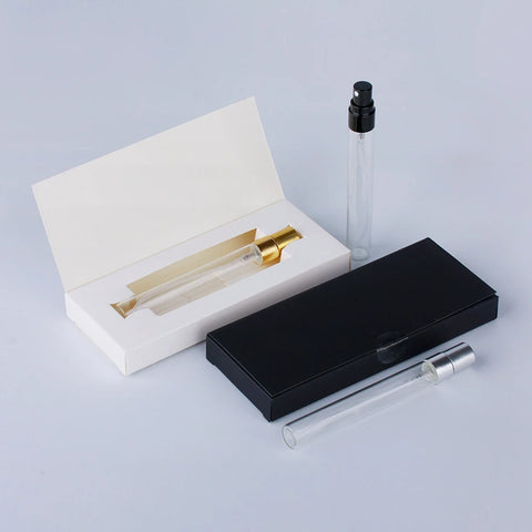 50 Pcs/Lot 10ml Perfume Bottle With Packing Box Atomizer Empty Parfum Black And White Packaging