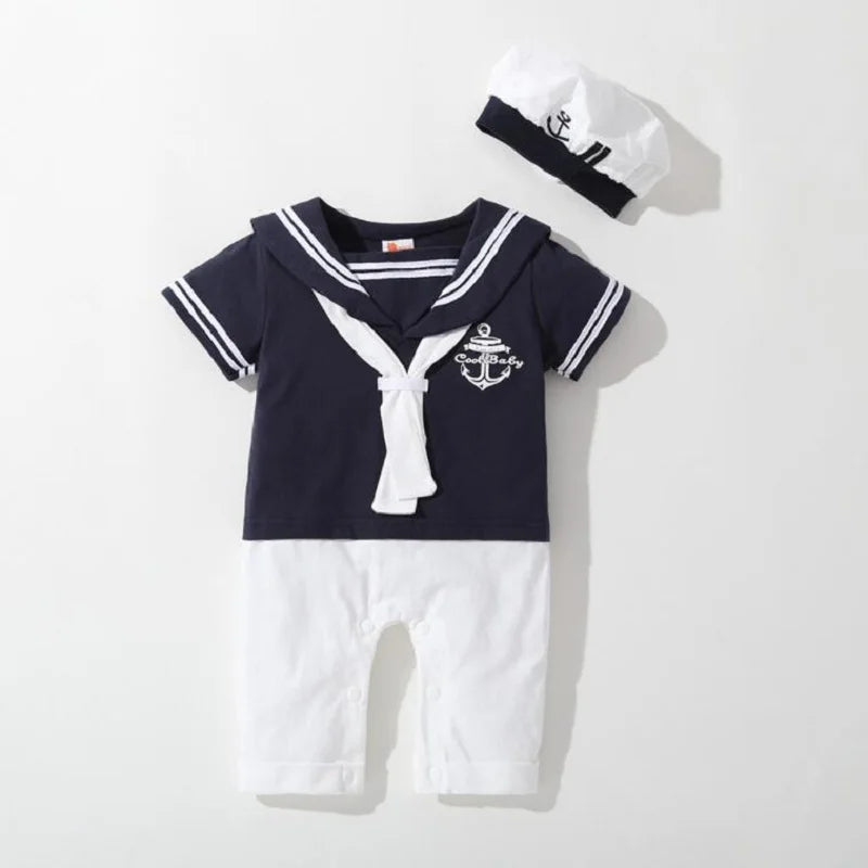 Newborn Kids Boys Girls Sailor Anchor Printed Suit