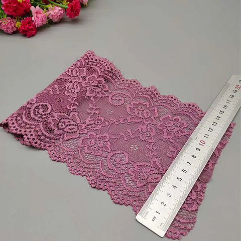 New 1Yard Flower Pattern 15CM Wide Elastic Lace Fabric Ribbon Lace Trim Ribbon Diy Craft Fabric Width African Fabrics Stretch