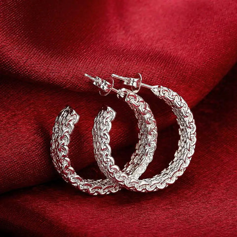 wholesale Hot 925 sterling Silver Vintage weave Pendant necklace earrings stud rings for woman Fashion Party gifts Jewelry sets