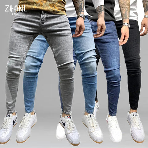 Streetwear Man Casual Skinny Stretch Jeans Mens Denim Elastic Waist Slim fit Pants Male Fashion Street 2022 Vintage Men Clothes