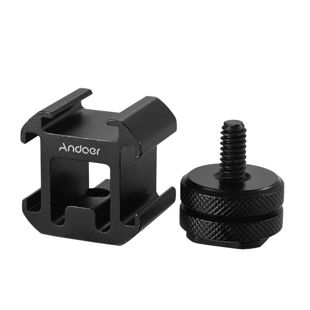 Andoer 3 Cold Shoe Mount Adapter On-Camera Mount Adapter for Canon Nikon Sony DSLR Camera for LED Video Light Microphone Monitor