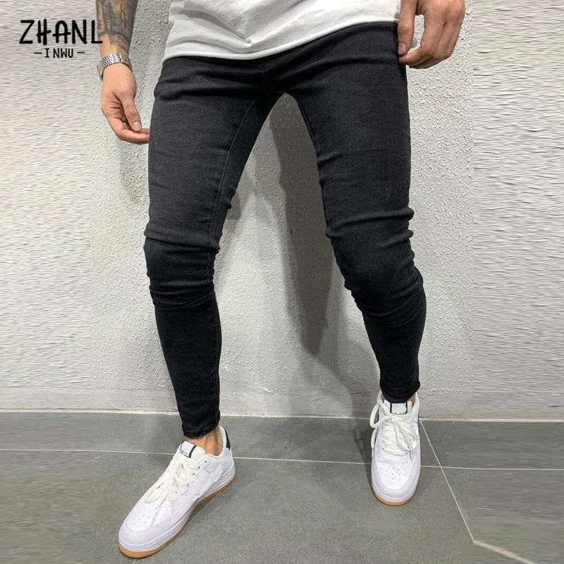 Streetwear Man Casual Skinny Stretch Jeans Mens Denim Elastic Waist Slim fit Pants Male Fashion Street 2022 Vintage Men Clothes