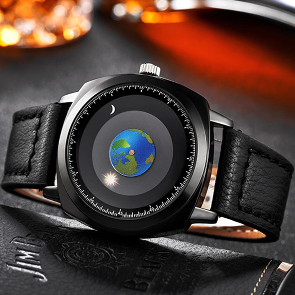 ADDIES Fashion Personality Creative Rotation Earth Watch Silicone Leather Quartz Sport Watches Men Women Watch relogio masculino