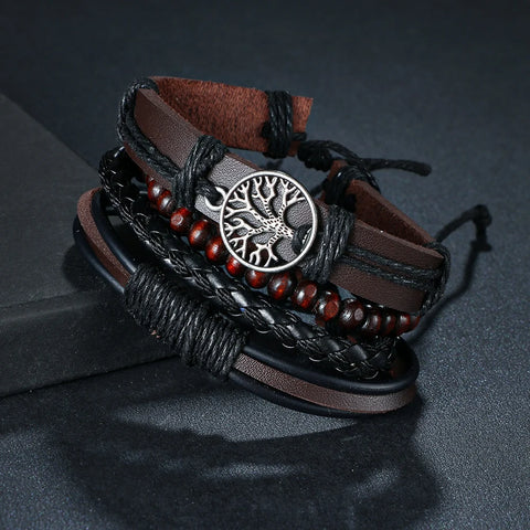 Braided Wrap Leather Bracelets for Men