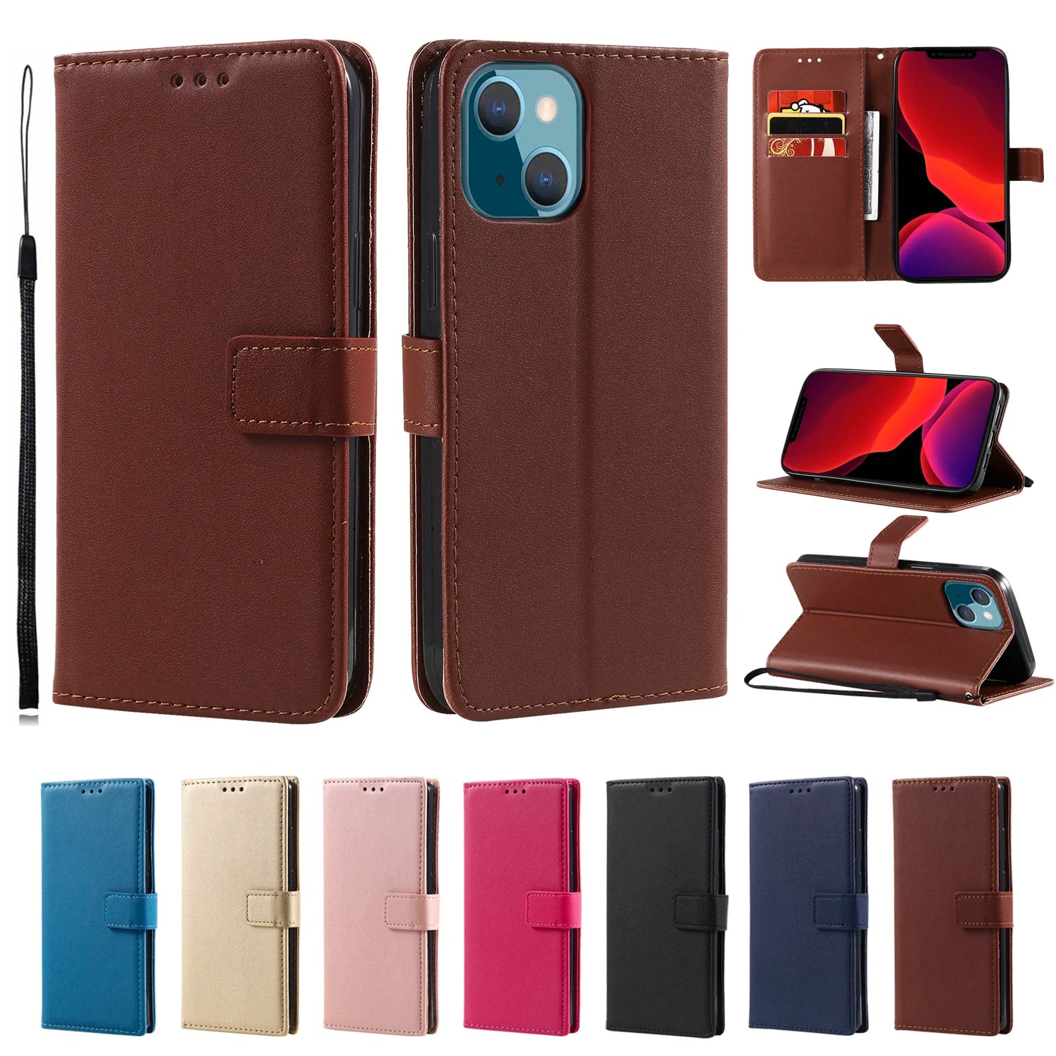 Leather Flip Wallet Case For Samsung Galaxy S7 Edge