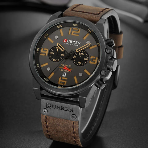 Chronograph Quartz Military Genuine Leather watch