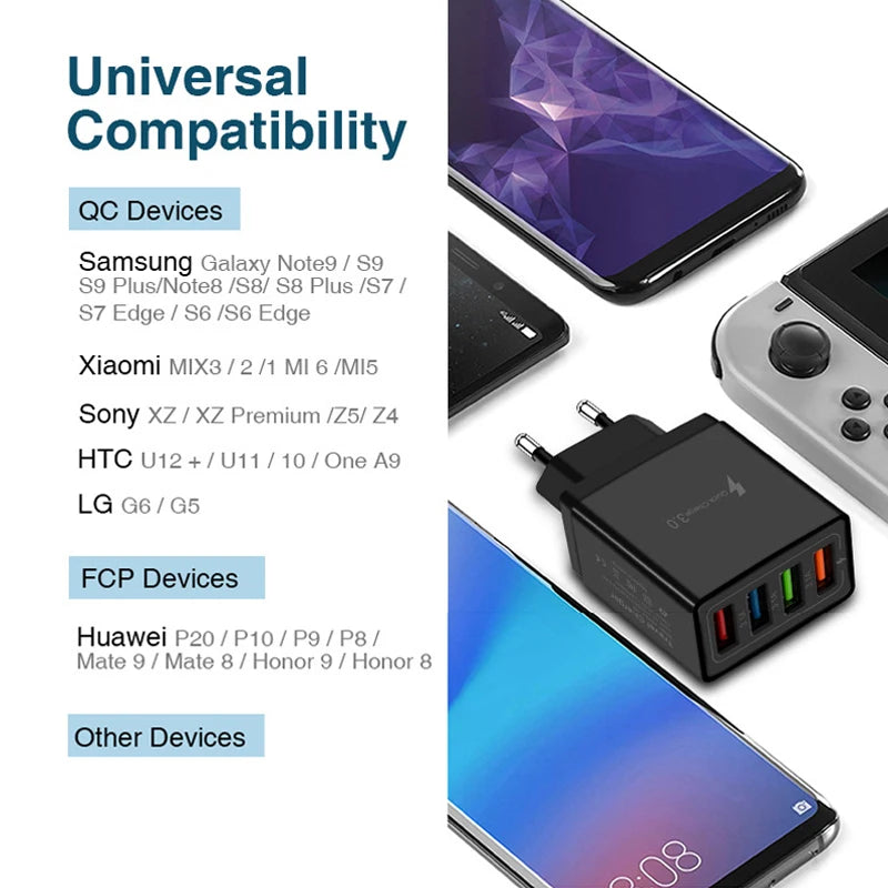 4 Ports Adapter QC 3.0 Quick Charge 3.0 USB