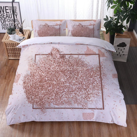 White Gold Marble Pattern Bedding Set