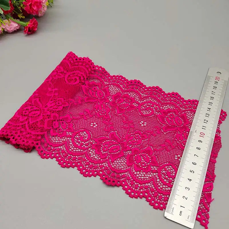 New 1Yard Flower Pattern 15CM Wide Elastic Lace Fabric Ribbon Lace Trim Ribbon Diy Craft Fabric Width African Fabrics Stretch