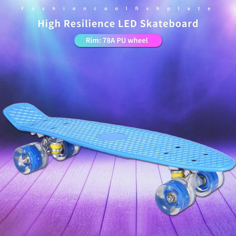 Skateboard LED 22inch Fish Board Children Scooter PP Longboard Penny Board Complete Printed Banana Skate Board