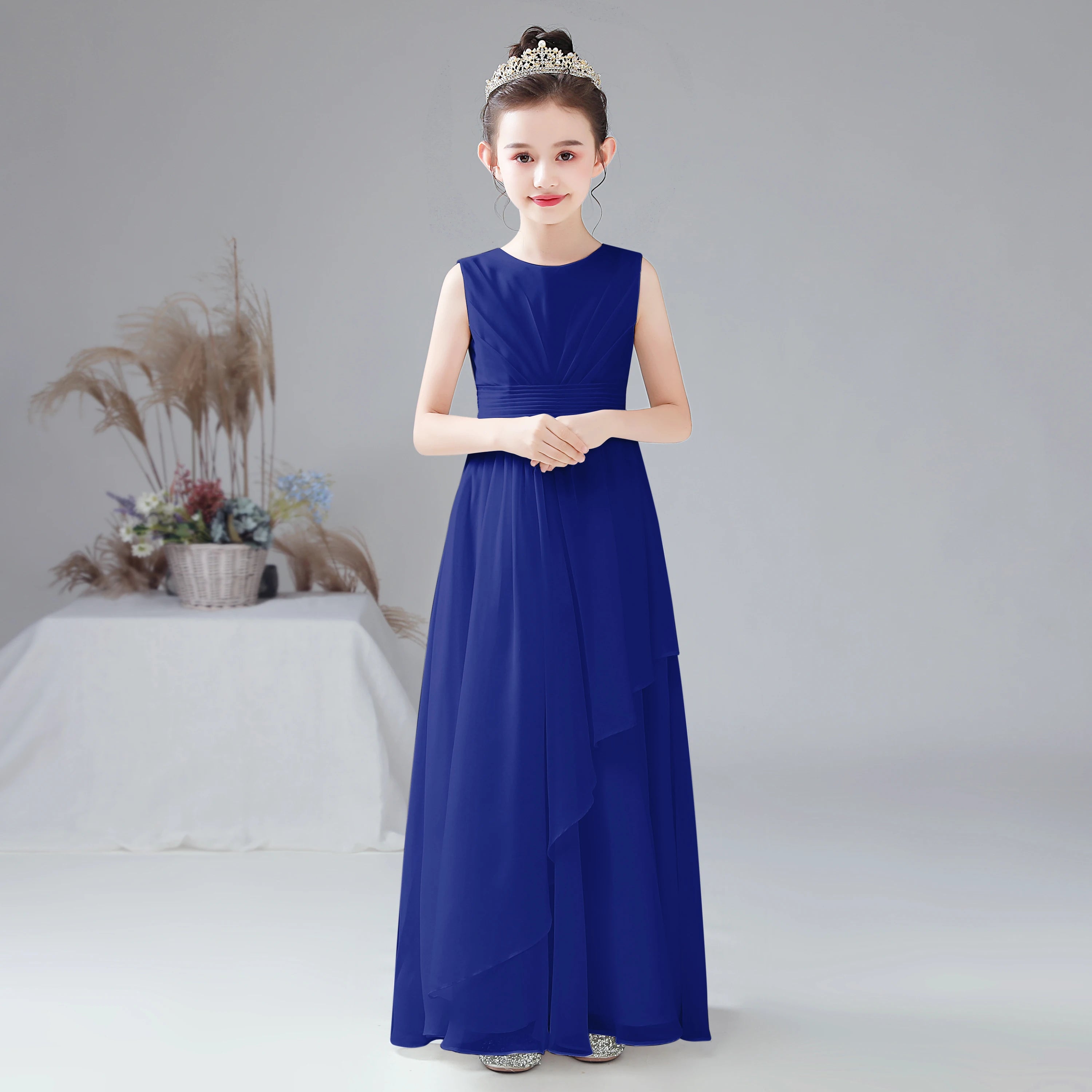 Dideyttawl Real Pictures Chiffon Flower Girl Dress For Wedding Party First Communion 2024 Little Bride Gowns Junior Bridesmaid