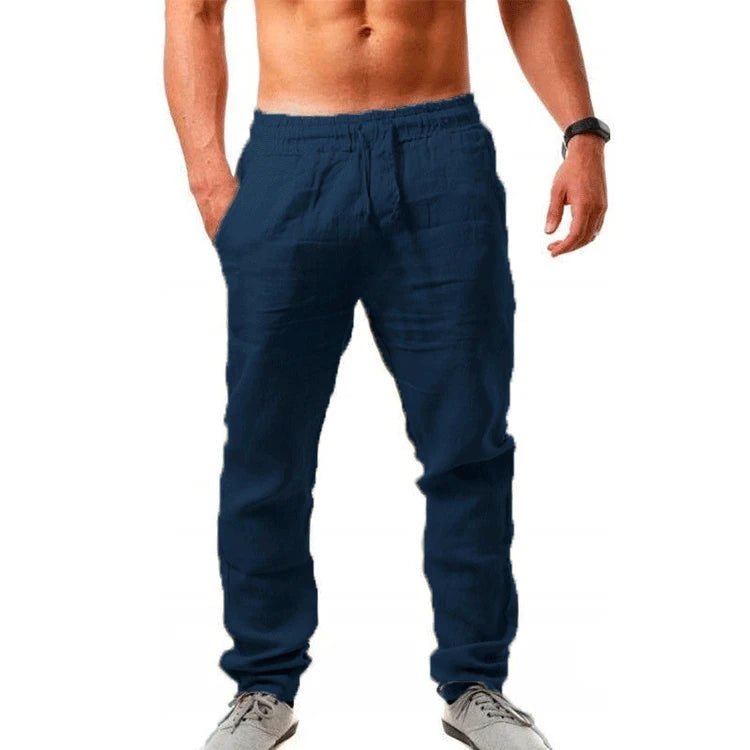 New Breathable Solid Color Linen Trousers Fitness Streetwear