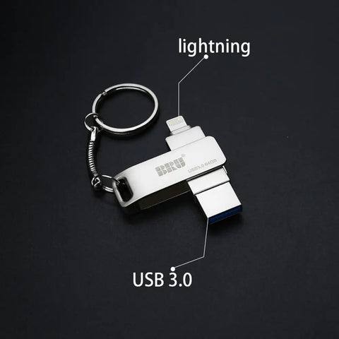 usb stick usb flash drive for iphone ipad pendrive 3.0 64gb usb 32gb 128gb 2 in 1 pen drive for ios external storage devices