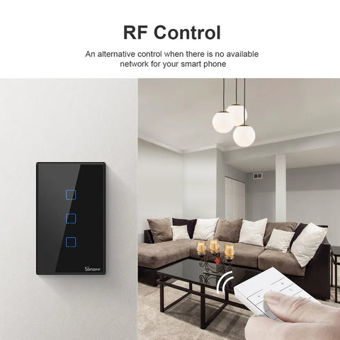 SONOFF T2/ T3 EU/ UK/ US Wifi/ 433mhz RF Smart Wall Touch Switch 1/2/3 Gang Remote Control Wifi Light Switches For Smart Home