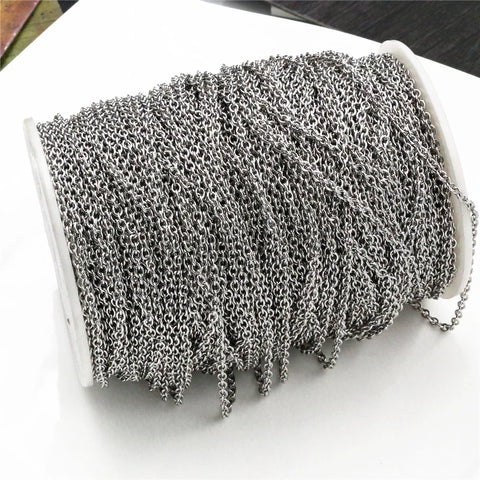 5 Meters/Lot Never Fade Stainless Steel Cross Necklace Chains Bulk For DIY Jewelry Findings Making Materials Handmade Supplies