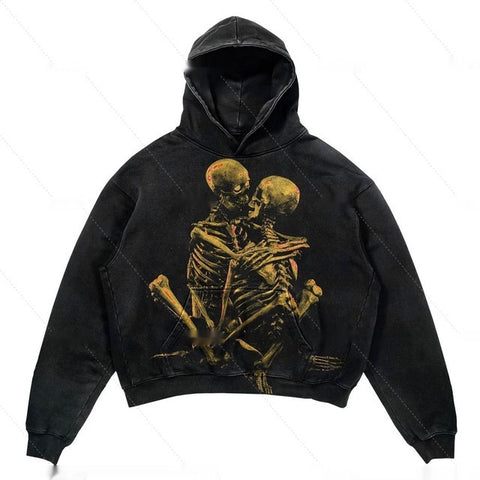 Men's And Women's Fashion Punk Design Fleece Printed Hoodie