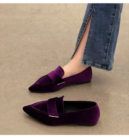 Korean Style Pointed Toe Square Heel Casual Pumps Women