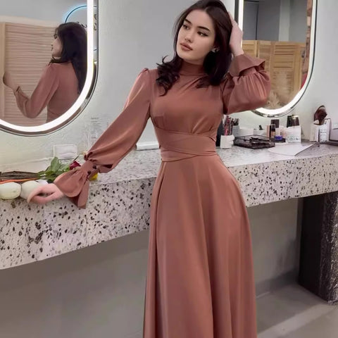 Long Sleeve Elegant Women's Clothing Waist-tight Dress - Nuri Shopping