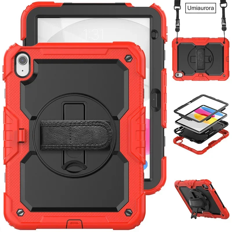 For IPad 10.2 7th 8th 9th 10th Gen Air 2 3 4 5 10.9 Mini 6 9.7 Pro 11 Tablet Case Kids Silicone PC Armor Stand Shockproof Cover