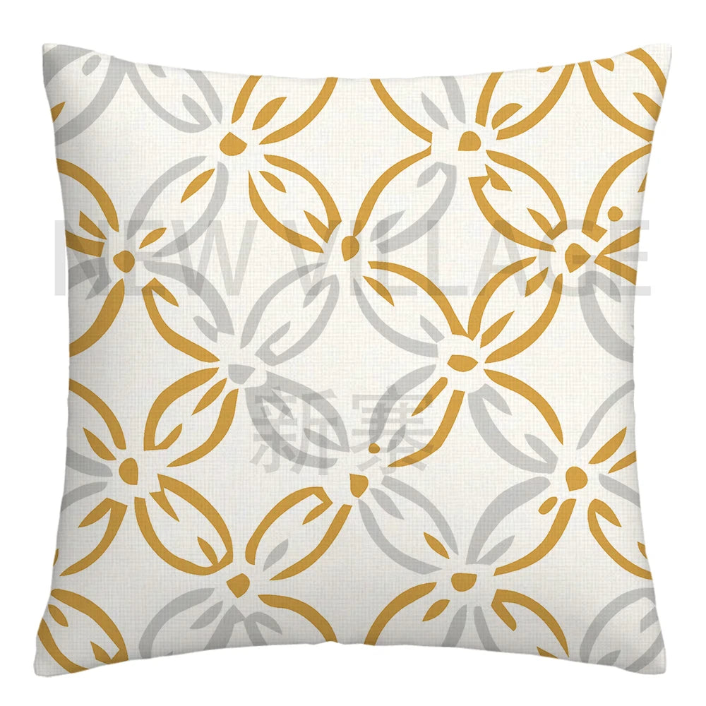 Yellow white geometric linen pillowcase sofa cushion cover home decoration can be customized for you 40x40 45x45 50x50 60x60