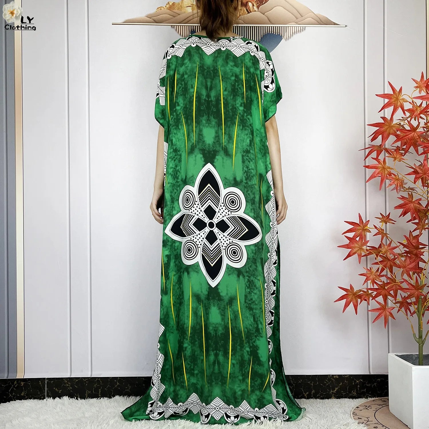 Loose Floral Maxi Islam Women Short Sleeve Dress