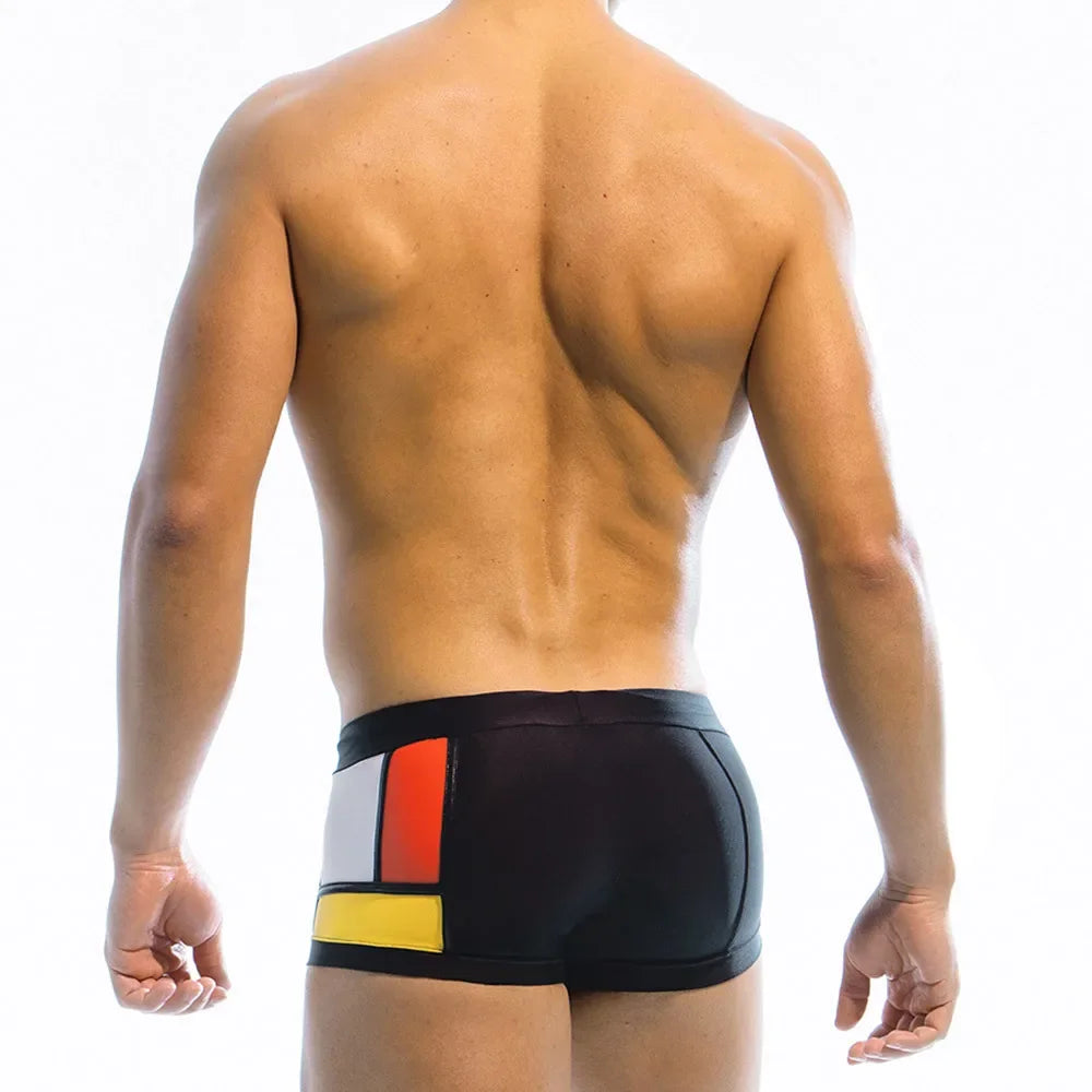 Mens Swimwear Swim Briefs Boxer Swimsuits Male Color Block Surf Shorts Trunks Square Leg Bathing Suits Boardshorts Underpants