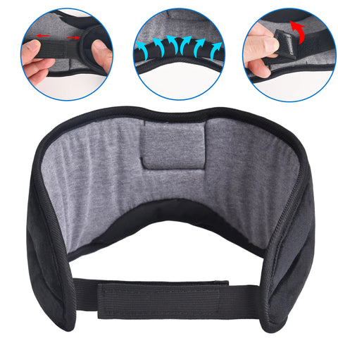 Headphones 5.3 Bluetooth Eye Mask, Wireless Sleeping Eye Mask for Men Women, Travel Eye Cover Light Block with Music