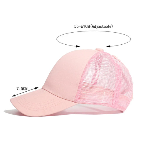 Ponytail Baseball Cap Summer Women  Adjustable Simple Fashionable Solid Colors Messy Hat Casual Cotton Girl Snapback Mesh Cap