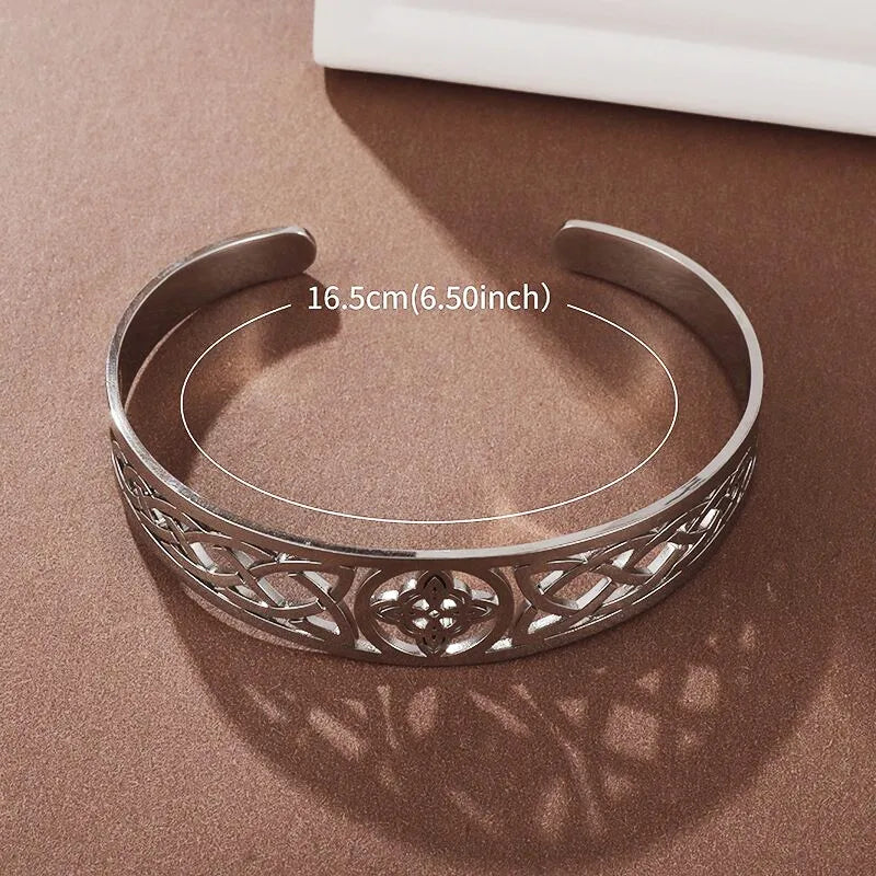 Witch Knot Cuff Bracelet Stainless Steel Pagan Witchcraft Symbol Magic Knot Good Luck Amulet Bangls Celtic Knot Jewelry