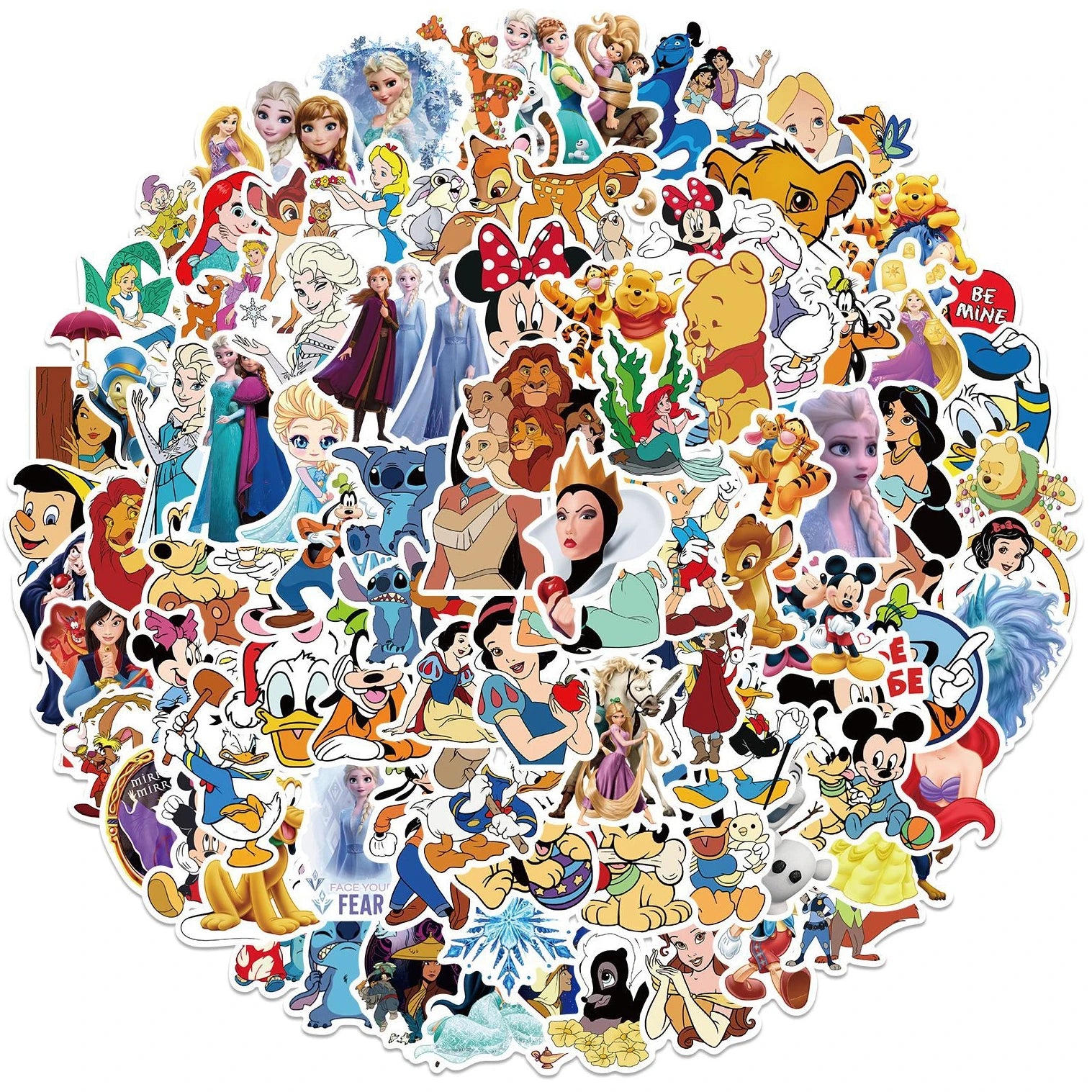 50/100Pcs Disney Mixed Cartoon Stitch Stickers Mickey Decals DIY Laptop Luggage Phone Motorcycle Waterproof Sticker Children Toy