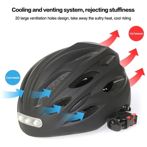 Bicycle Helmet With LED Tail Light Motorcycle Bike Equipment