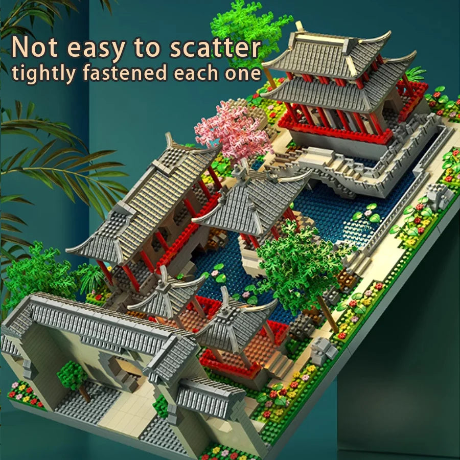 China-Chic micro particle building blocks are difficult to assemble Suzhou garden architecture series assembled toys