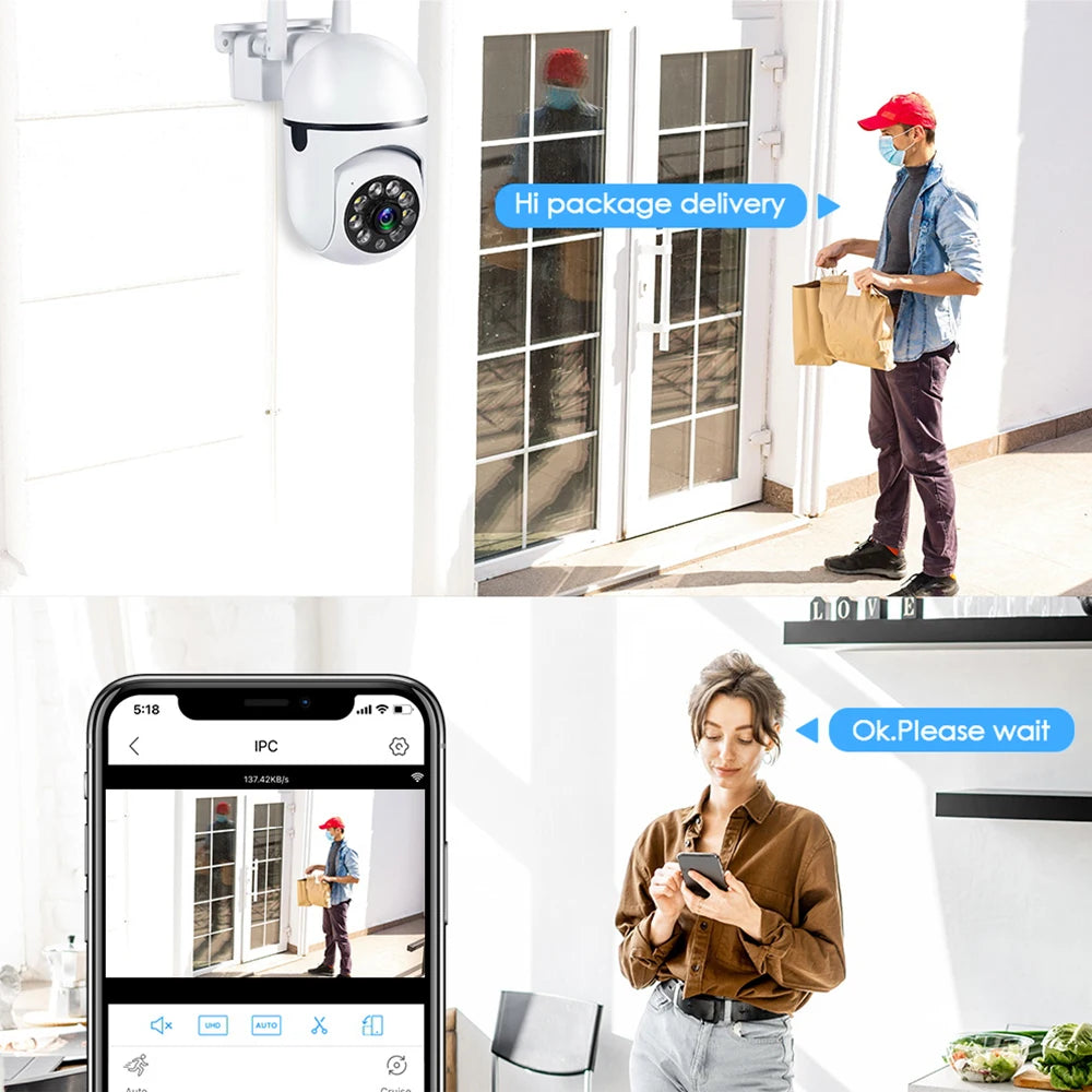 3MP HD Wifi Surveillance Cameras PTZ CCTV IP Camera Waterproof Home Security Wireless 360° Night Vision Full Color Two Way Audio