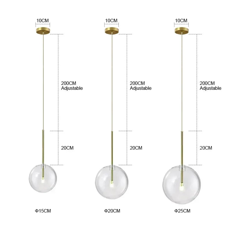 Nordic Chandeliers Lighting Clear Glass Ball Pendant Lights Dining Room Bedroom Decorate kitche Fixture Bedside Bar Hanging Lamp