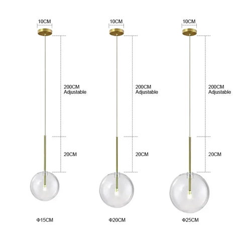 Nordic Chandeliers Lighting Clear Glass Ball Pendant Lights Dining Room Bedroom Decorate kitche Fixture Bedside Bar Hanging Lamp