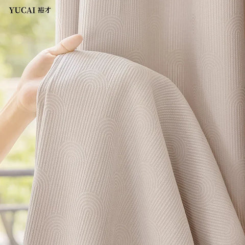 Modern French Style Luxury Cream Chenille Jacquard Curtains for Living Room Bedroom Dining Shading Window Drapes Custom Size