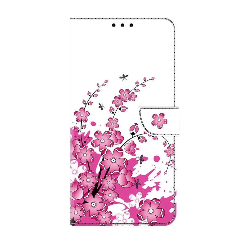 Flower pattern Magnetic Flip Leather Wallet Case For Xiaomi Redmi 13C Note 13 12 11 11S 10 10S 10T 9 9S 8 8T 7S 6 Pro Plus 4G/5G